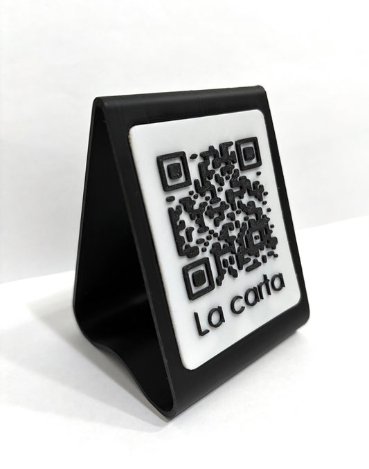 Soporte de Menú con QR Triangular - Diseño Personalizado en 3D