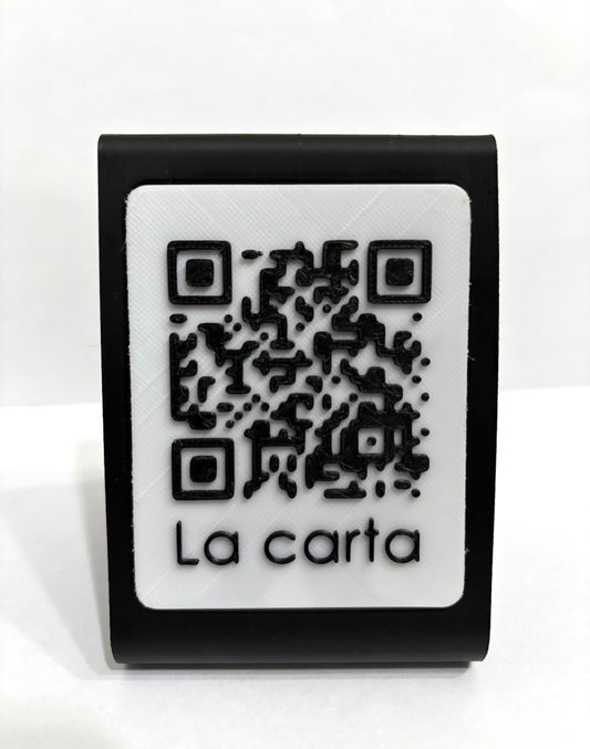 Soporte de Menú con QR Triangular - Diseño Personalizado en 3D